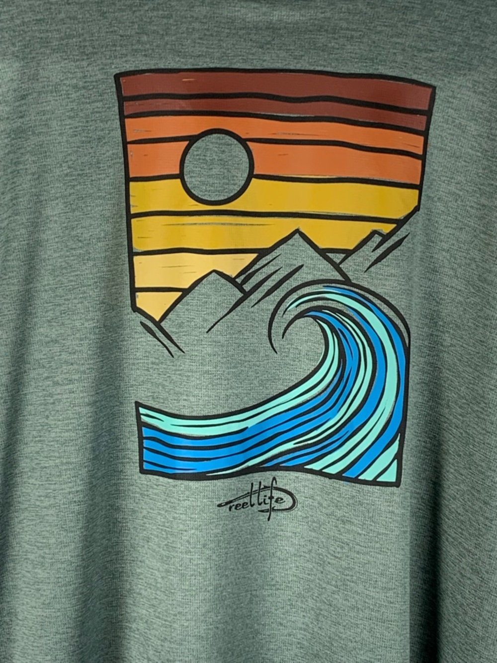 Reel Life Fishing Shirt Men’s XL Vented Performance UPF Coastal Tee - Green